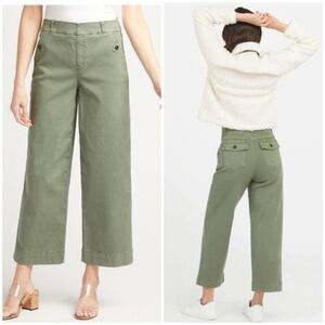 SPANX Olive Green Wide-Leg Cropped Pants